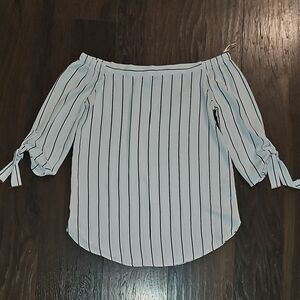 DYNAMITE Striped Off-Shoulder Women's Top
